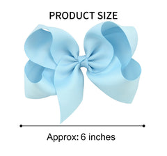 DEEKA light-blue bow clip close-up shows sturdy 2.2 inch lined alligator clip