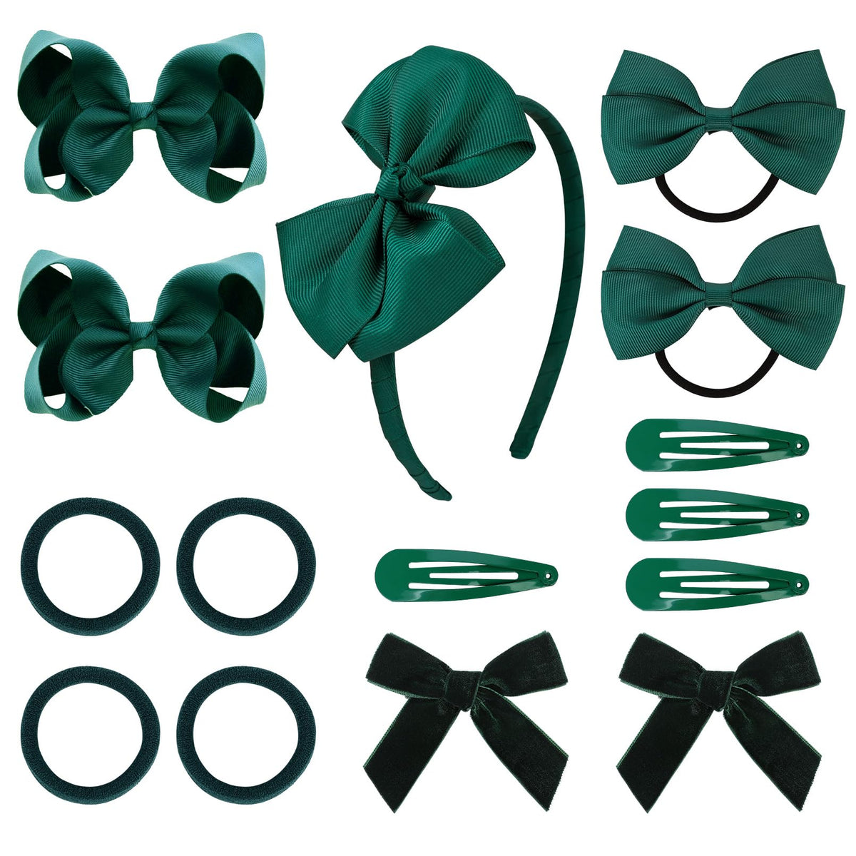 DEEKA dark green uniform set bow close-up shows durable grosgrain ribbon for daily wear.