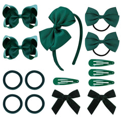 DEEKA dark green uniform set bow close-up shows durable grosgrain ribbon for daily wear.