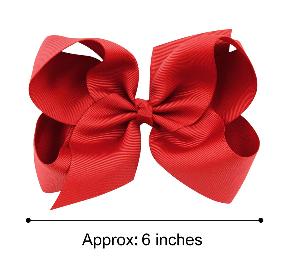 DEEKA red two-pack bow set with clips for versatile school and party styling