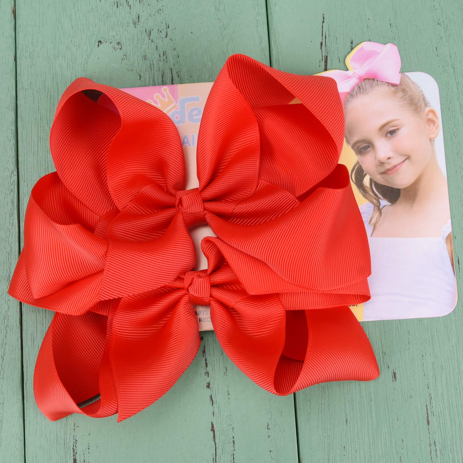 DEEKA gift-ready set of two red bows for little girls