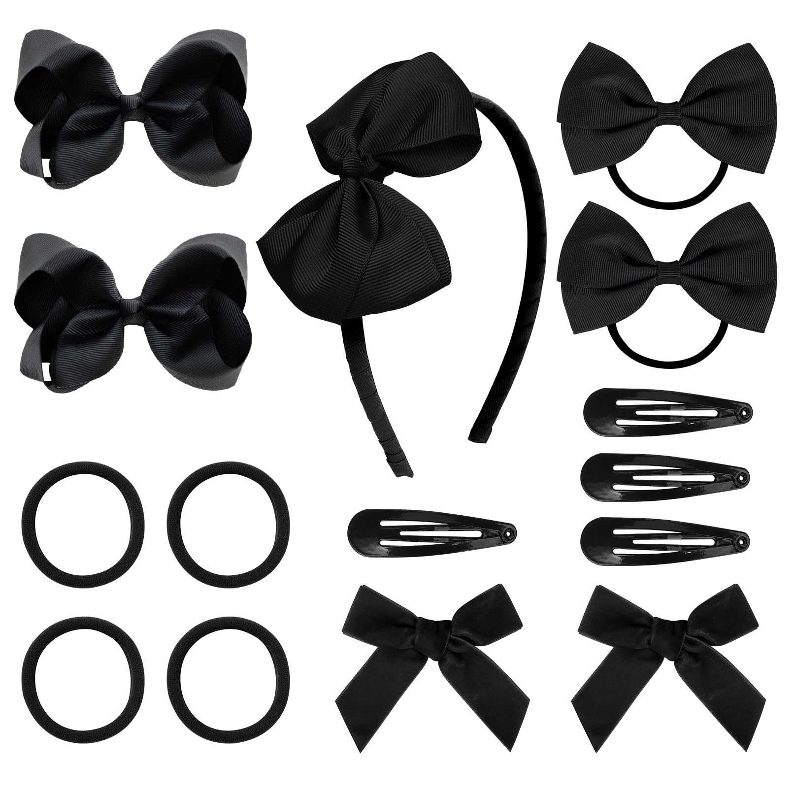 DEEKA hair accessories set alligator-clip bows secure ponytails with durable, kid-friendly clips.