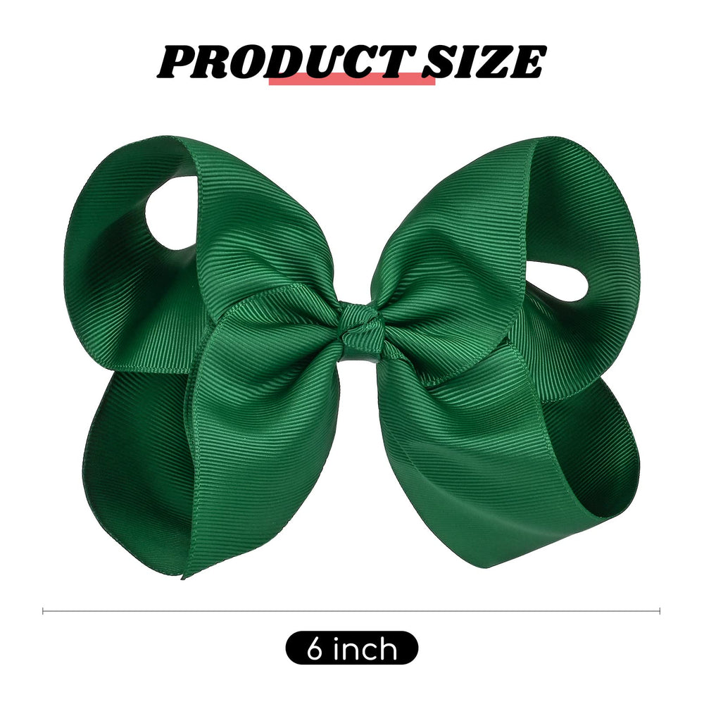 DEEKA hair bow closeup hunter green shows handmade craftsmanship and secure clip