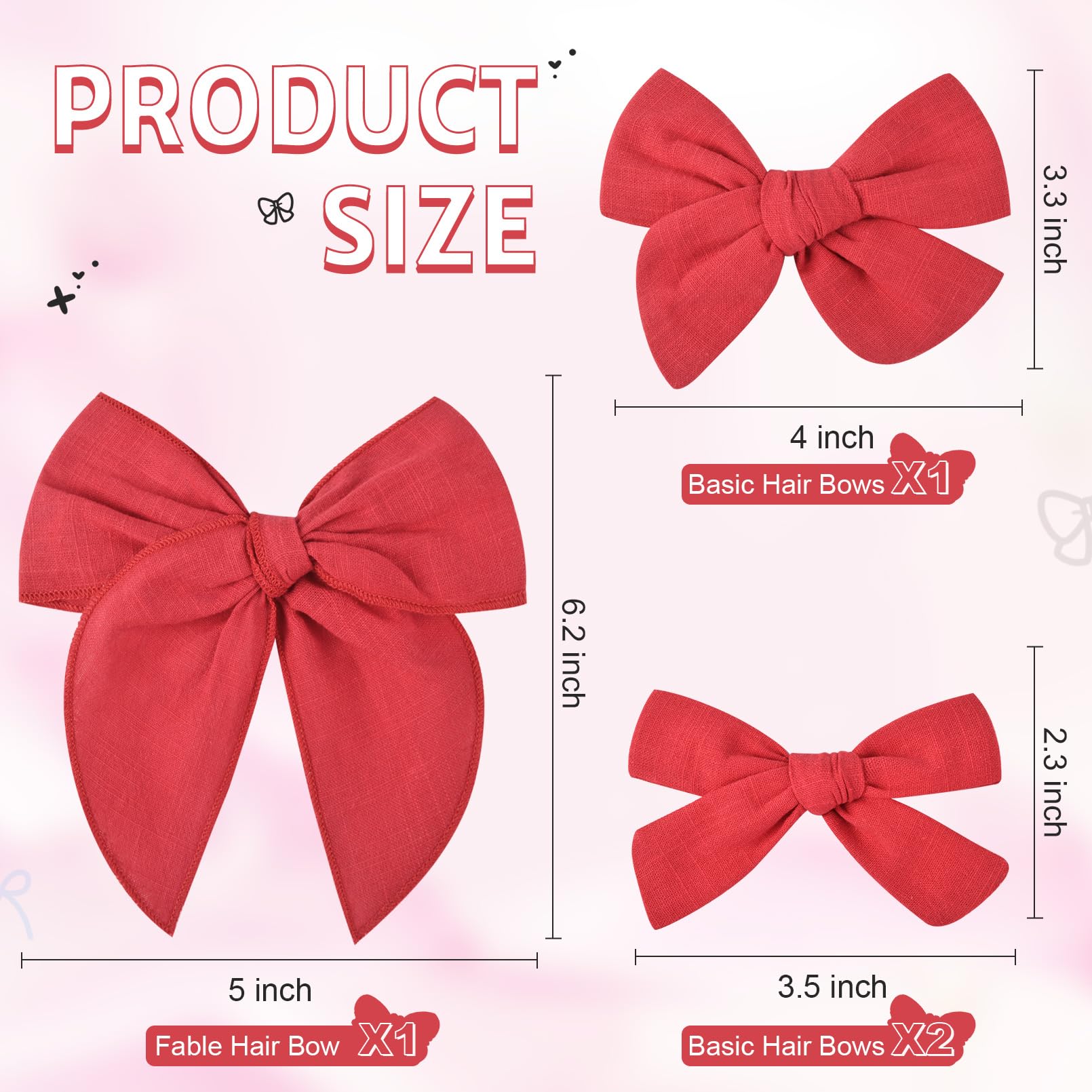 DEEKA hair bows worn with bright red outfit for playful everyday looks