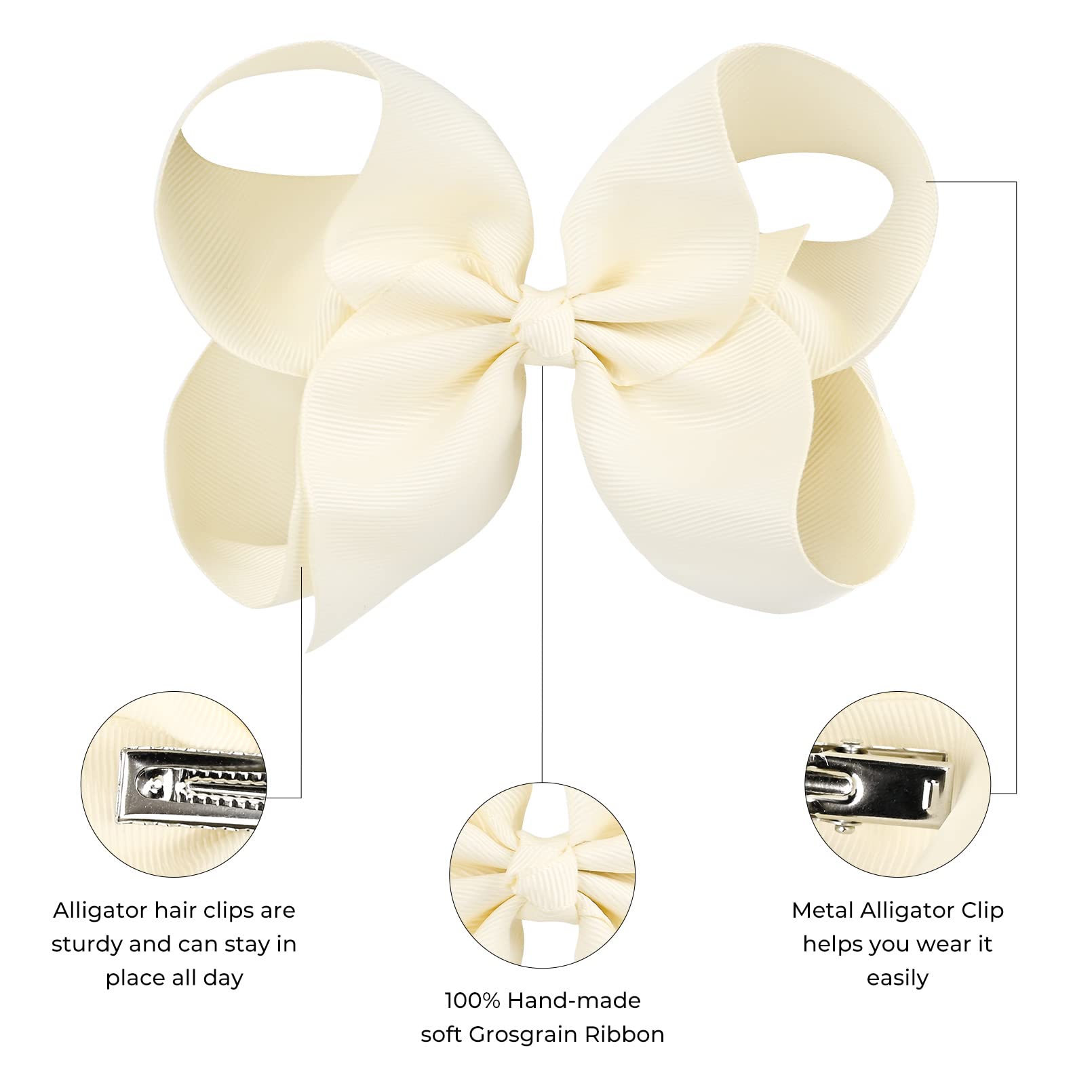 DEEKA half-up-do with ivory bow adds cute detail and secure clipping.
