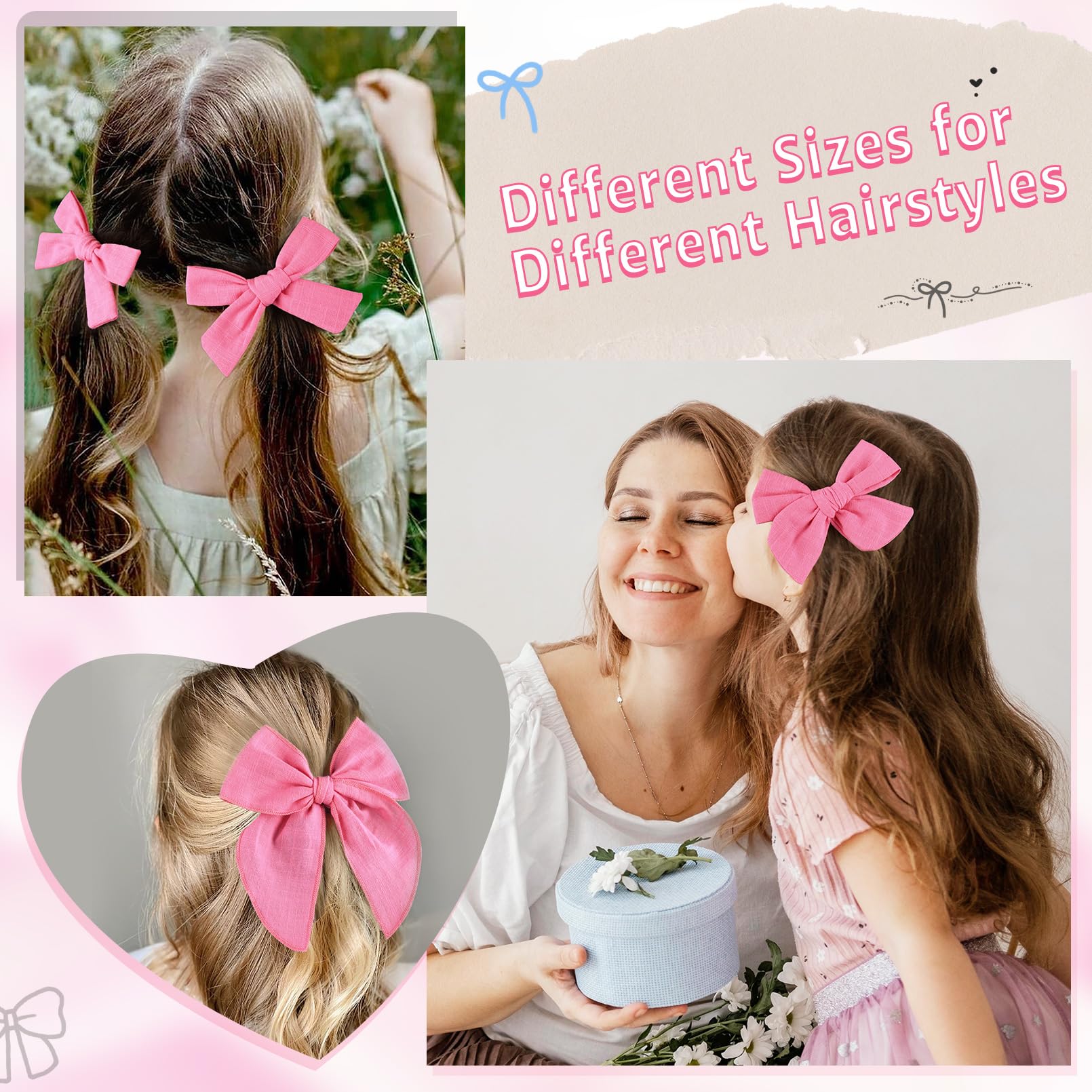 DEEKA 5-inch bow style ideal for ponytails and headbands.