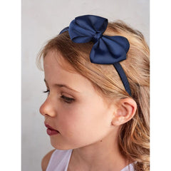 DEEKA navy blue bow headband keeps hair tidy during playtime
