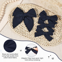 DEEKA navy blue 5-inch knot bow on an alligator clip, comfy for active toddlers