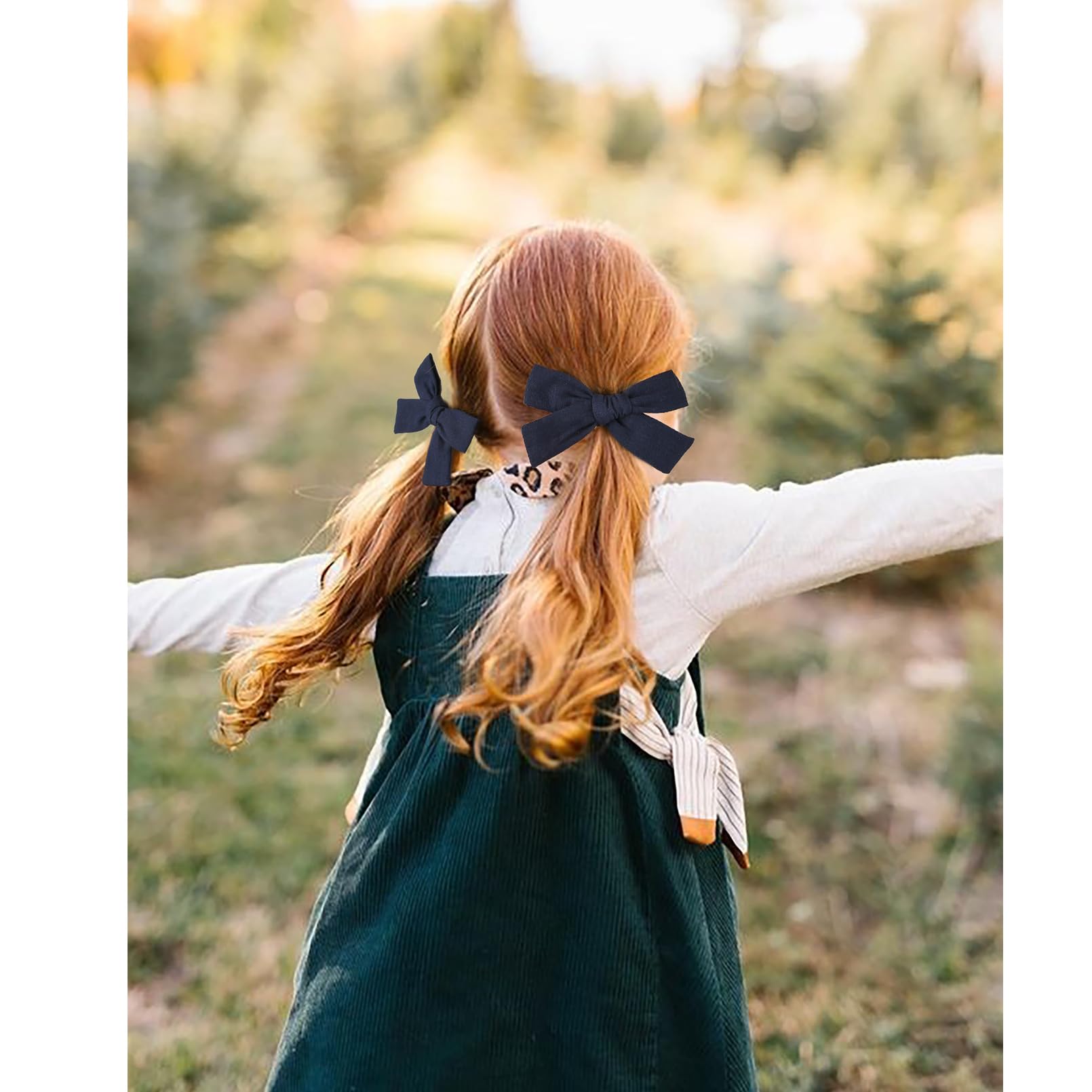 DEEKA navy blue cotton-linen bows offer three styles for varied looks and moods