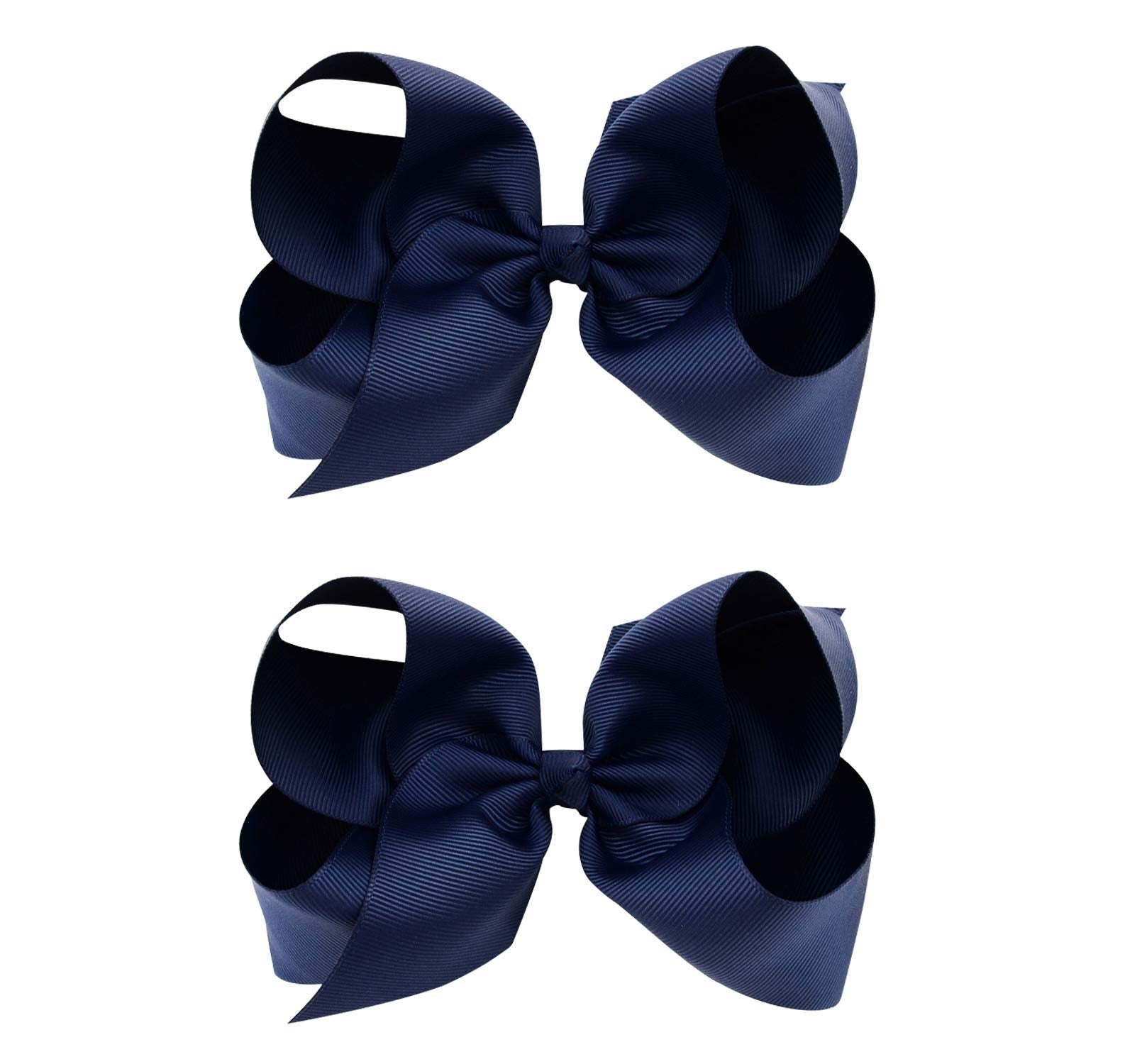 DEEKA navy-blue girl bow on hair with secure alligator clip for easy styling