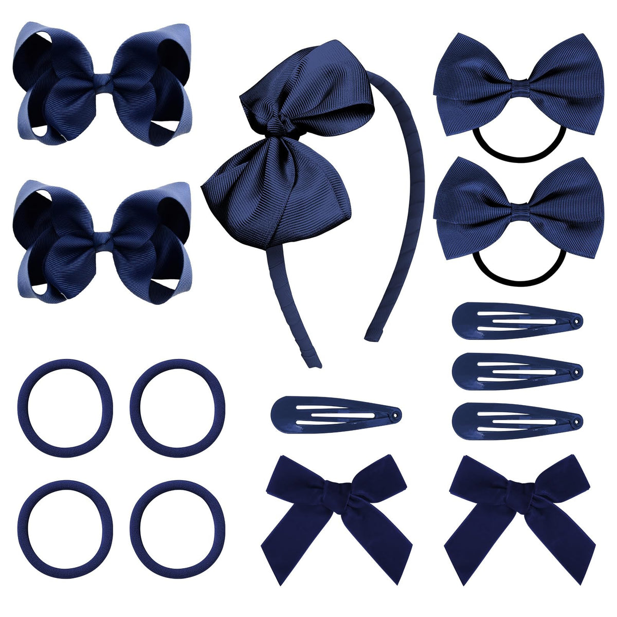 DEEKA navy blue hair bows with alligator clips for quick ponytails