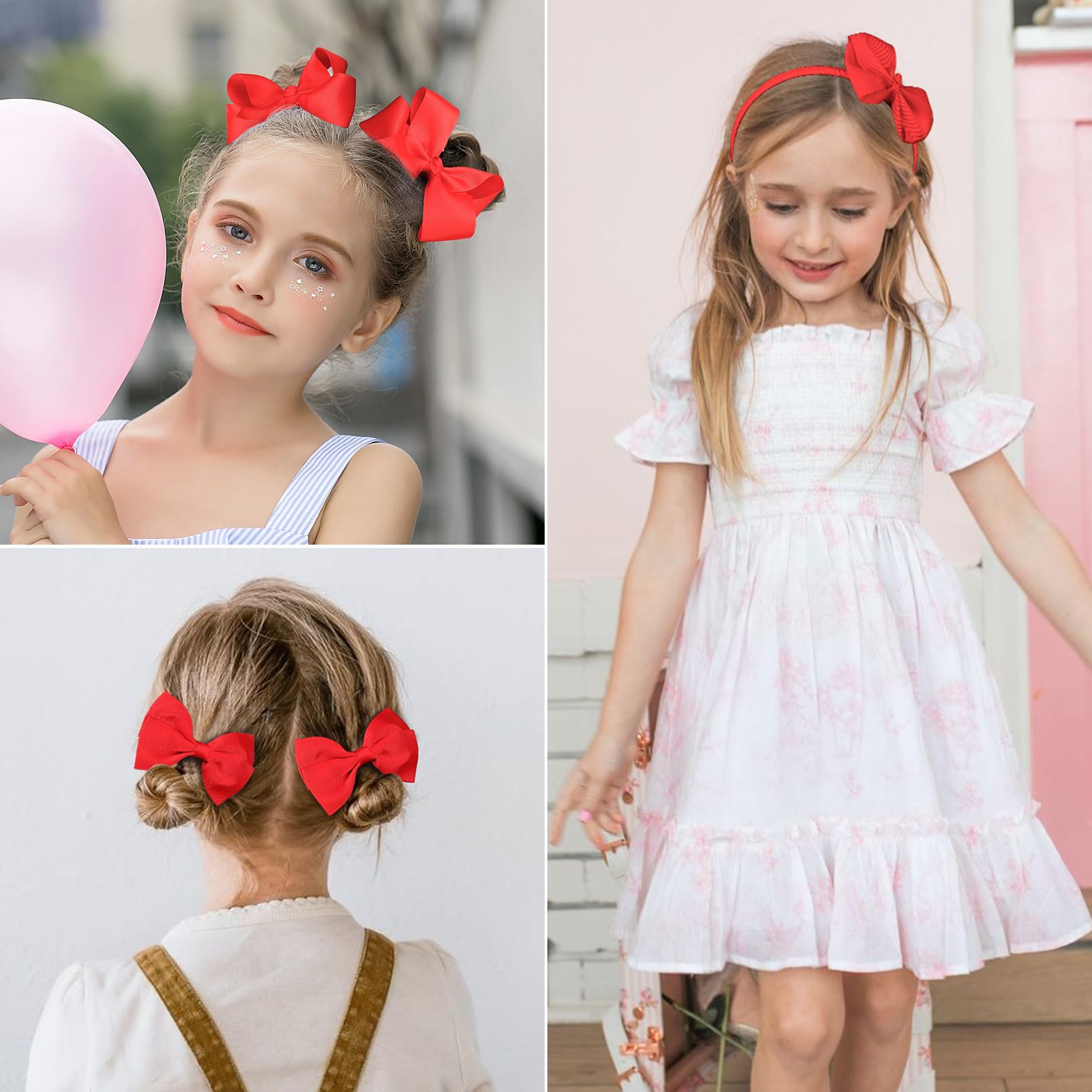 DEEKA red elastic bows ready for versatile styles on various hair types