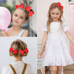 DEEKA red elastic bows ready for versatile styles on various hair types