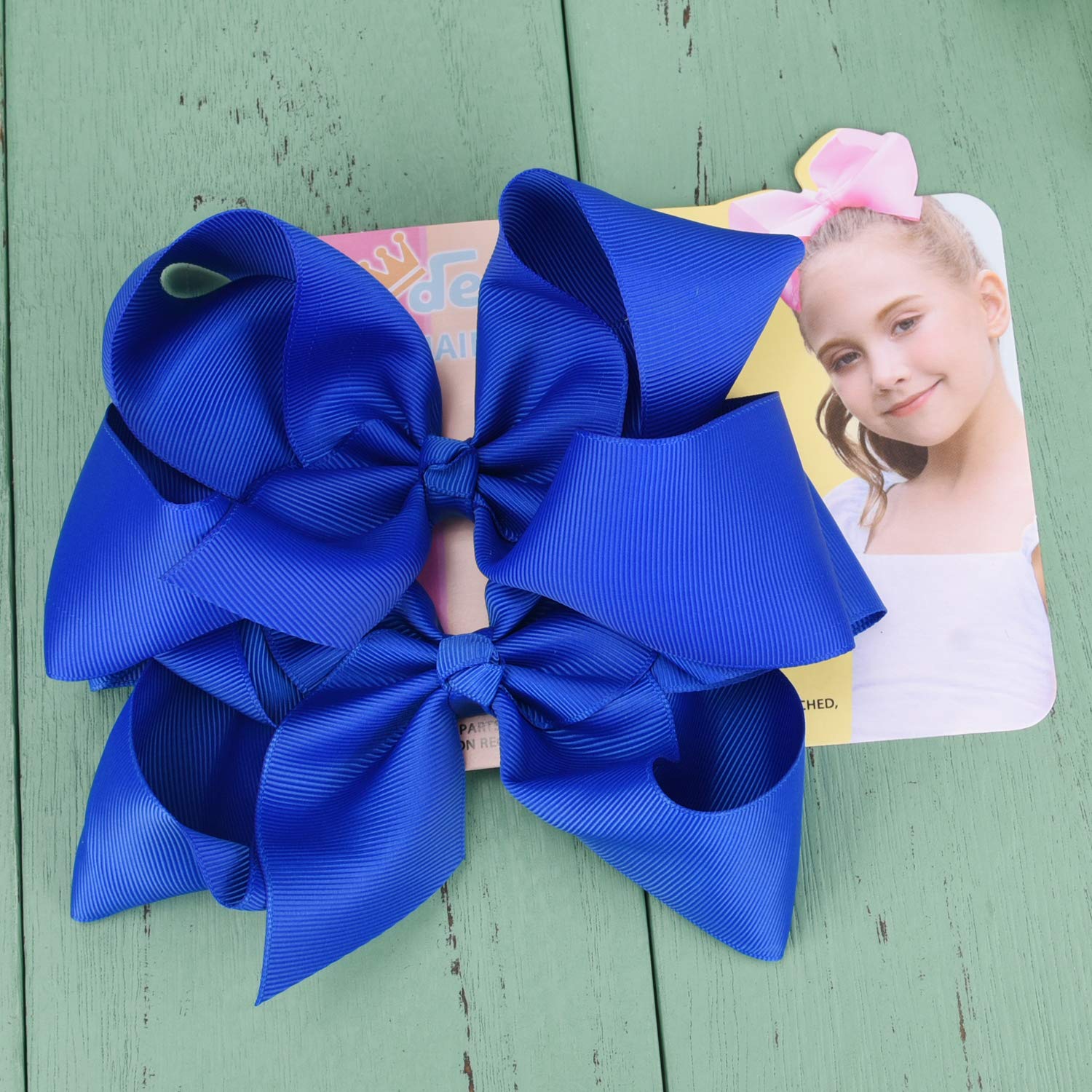 DEEKA royal blue bows together show a versatile two-pack accessory set