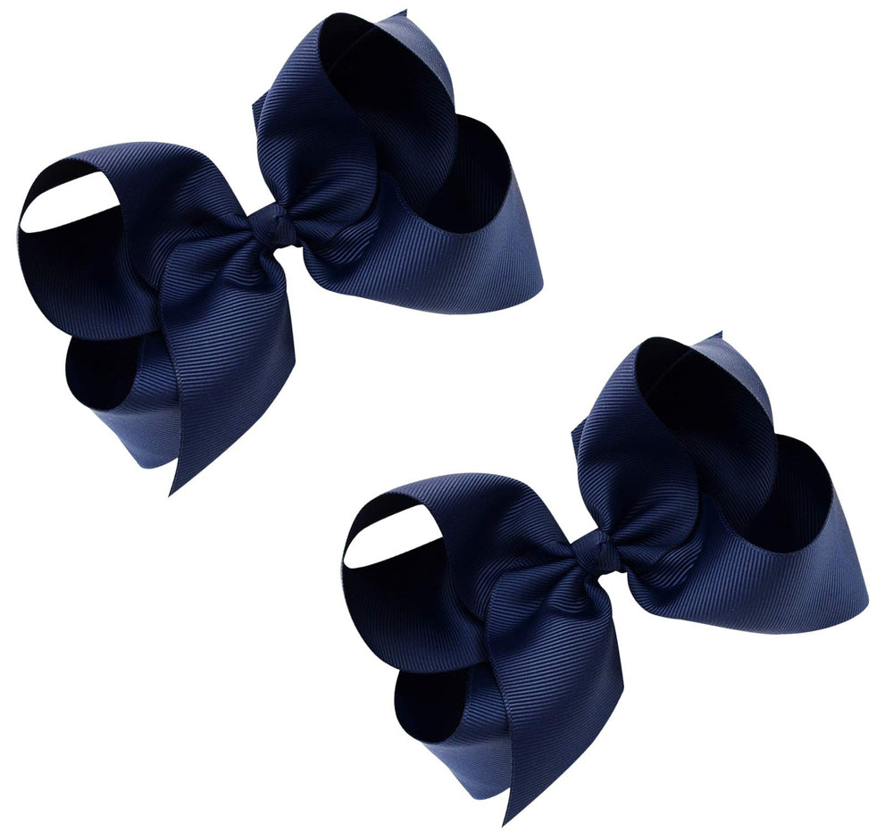 DEEKA two-pcs navy-blue hair bows set ideal for outfits and gifts