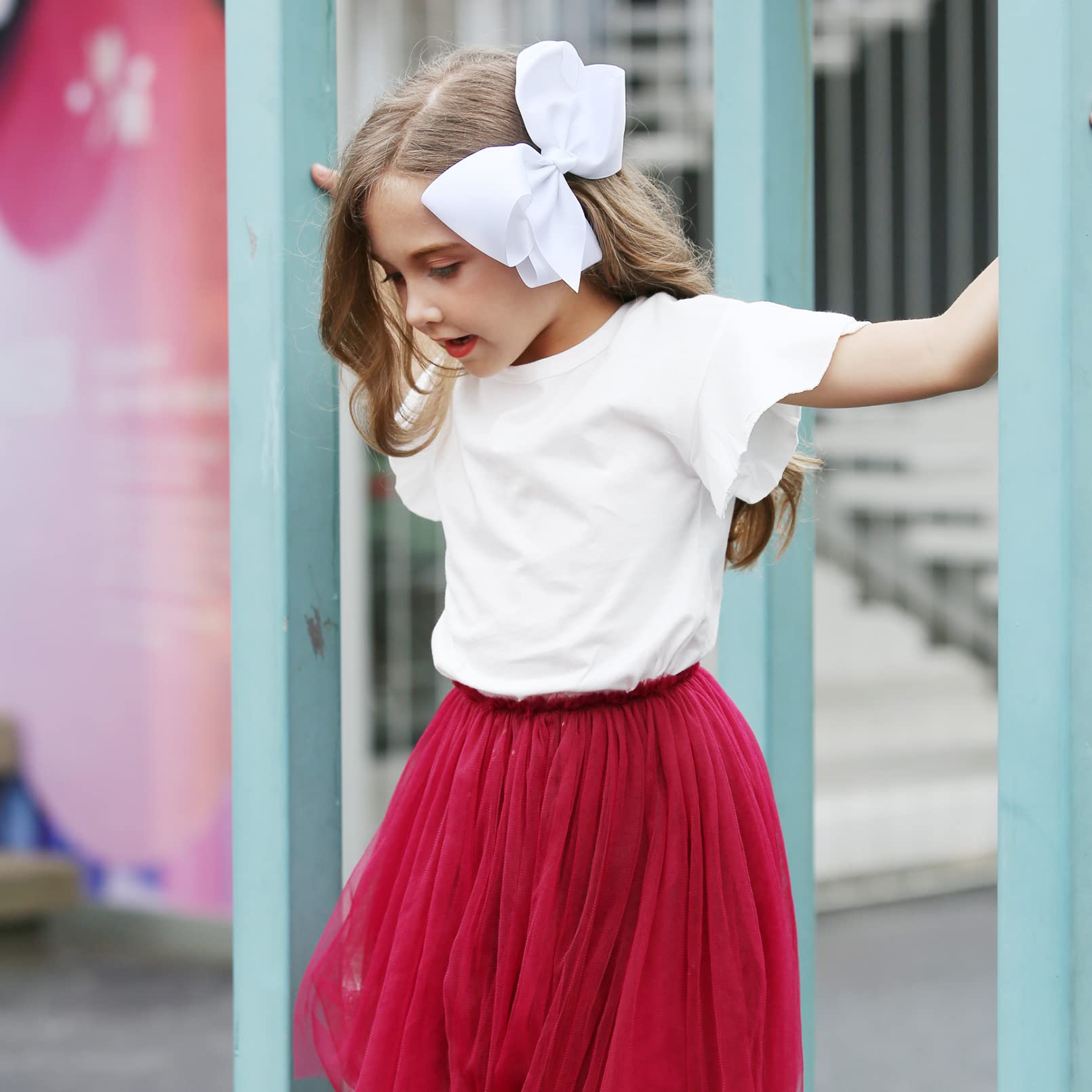 DEEKA two white hair bows set for easy outfit coordination