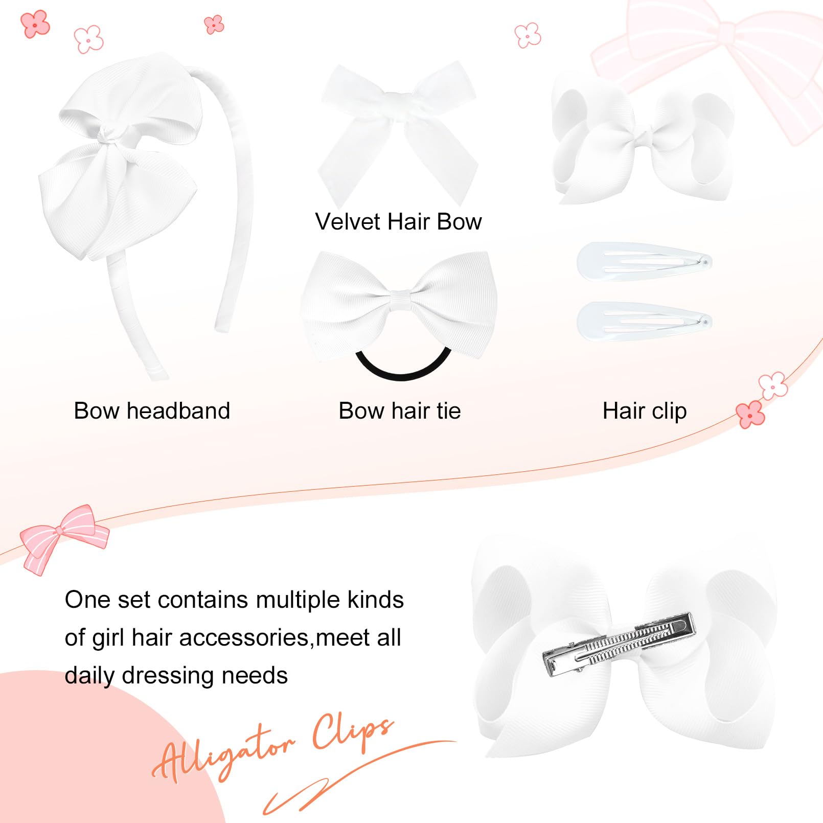 DEEKA uniform hair bows with alligator clips ready for secure daily styling