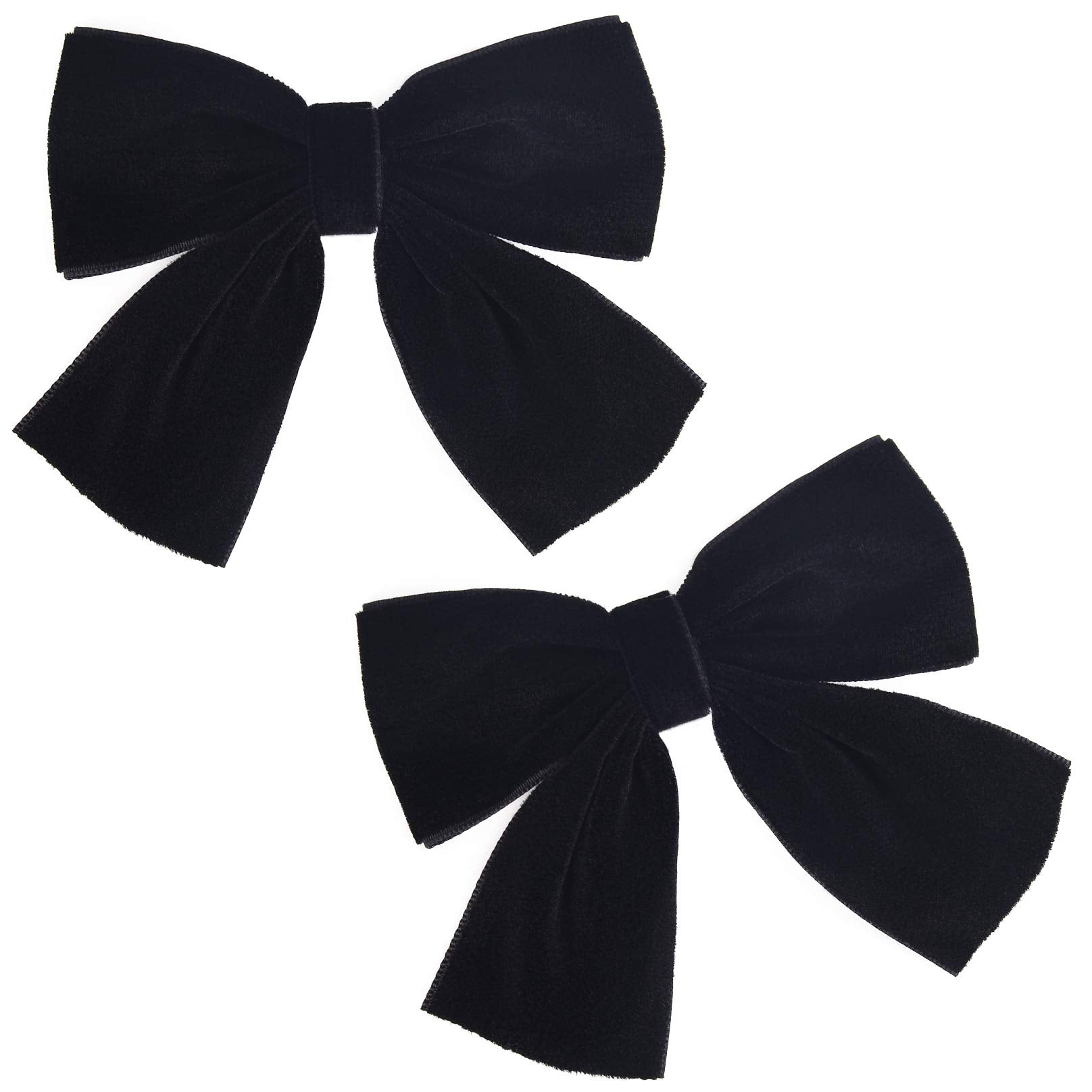 DEEKA velvet hair bow 4-inch black close-up shows soft texture for everyday wear