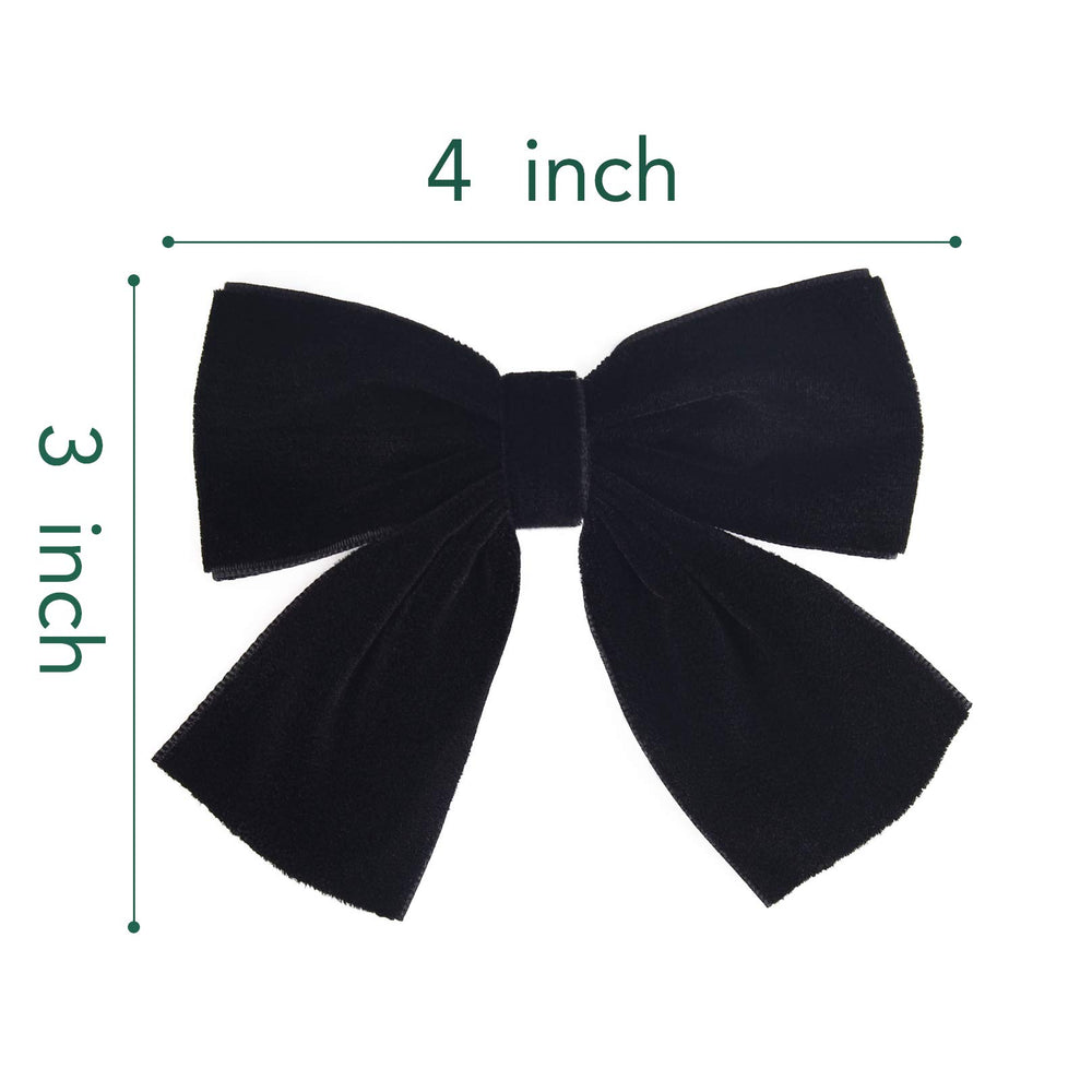 DEEKA velvet hair bow 4-inch black set styled for coordinating outfits