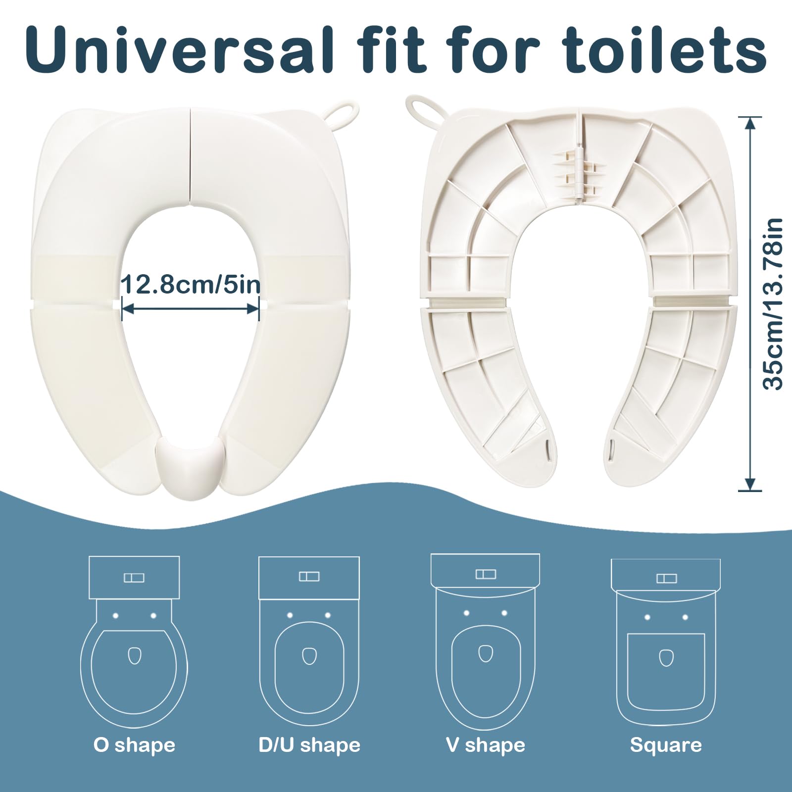 DEEKI foldable potty seat folded-storage demonstrates space-saving travel readiness.
