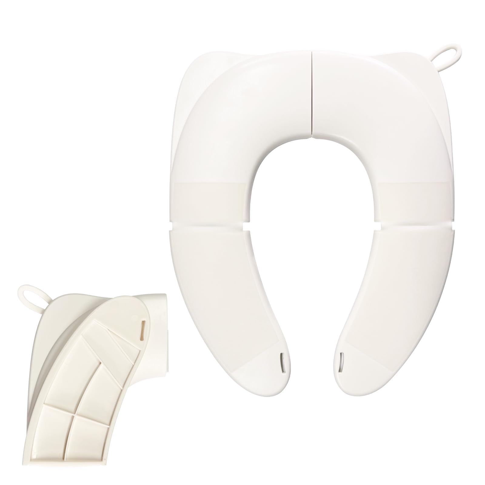 DEEKI foldable potty seat travel-compact in use for on-the-go training.