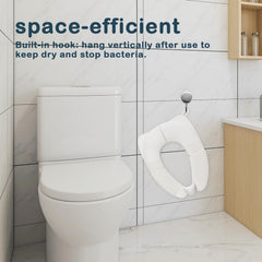 DEEKI potty seat anti-pinch hinge keeps tiny fingers safe during setup.
