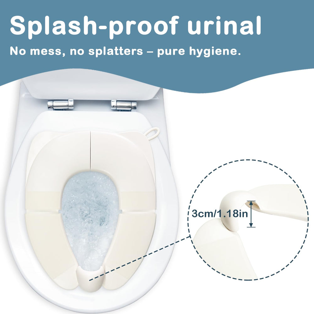 DEEKI potty seat with hanging-hook keeps it dry and ready.