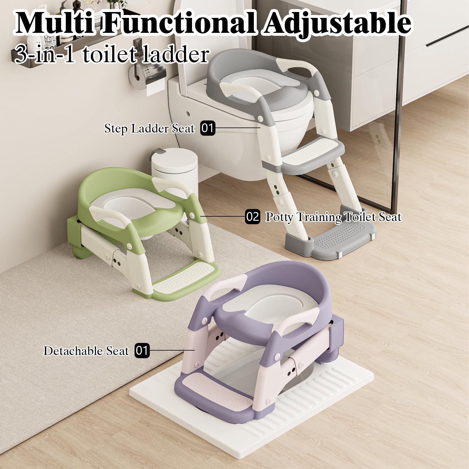 DEEKI potty seat with anti-slip texture boosts toddler stability on steps.