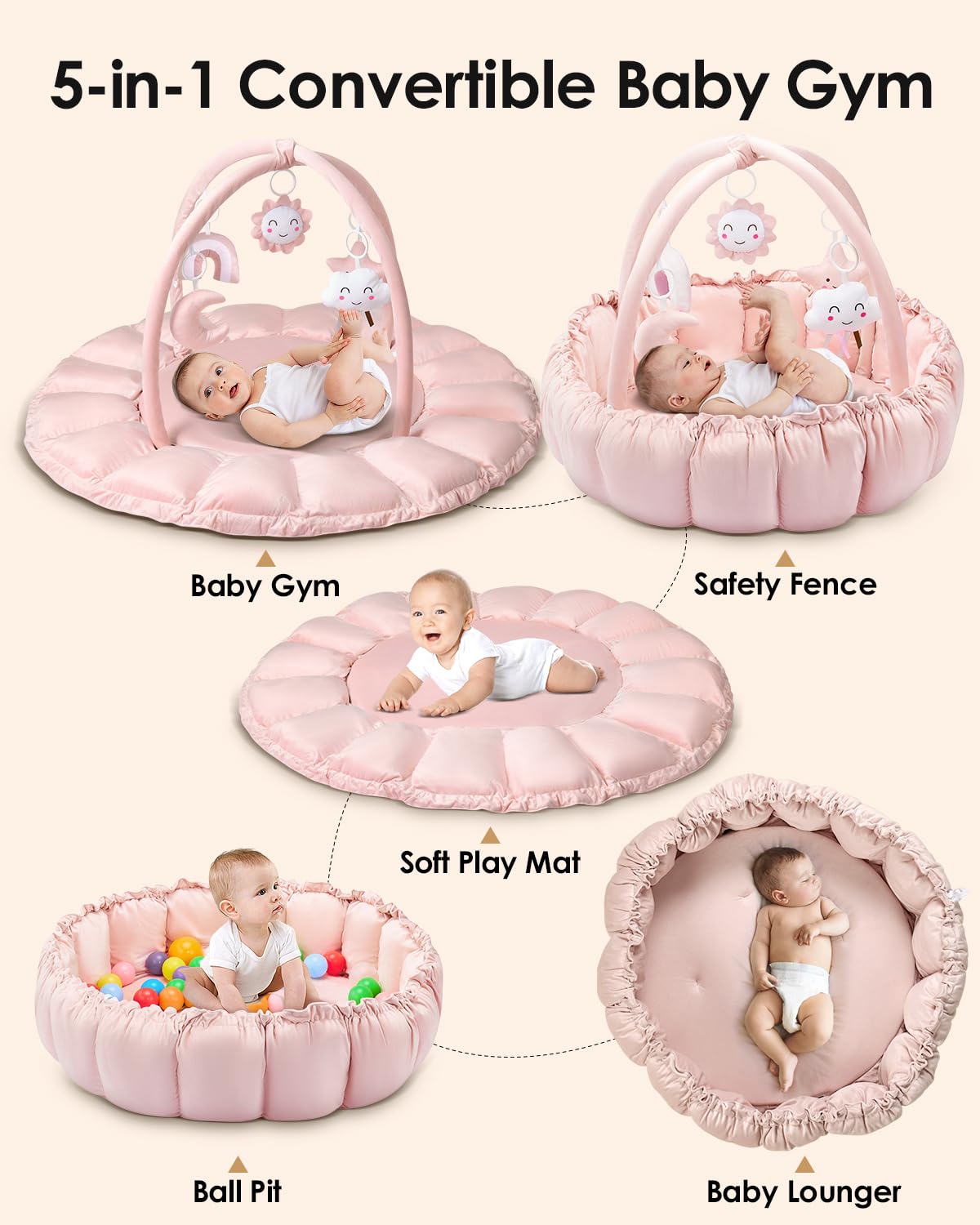 Deekuiwi tummy time mat pink supports rolling and motor development