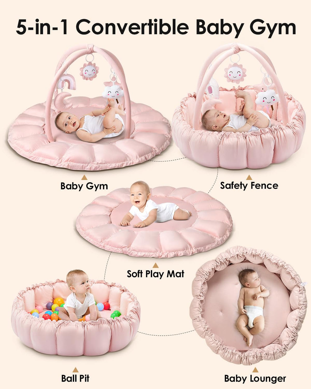 Deekuiwi tummy time mat pink supports rolling and motor development