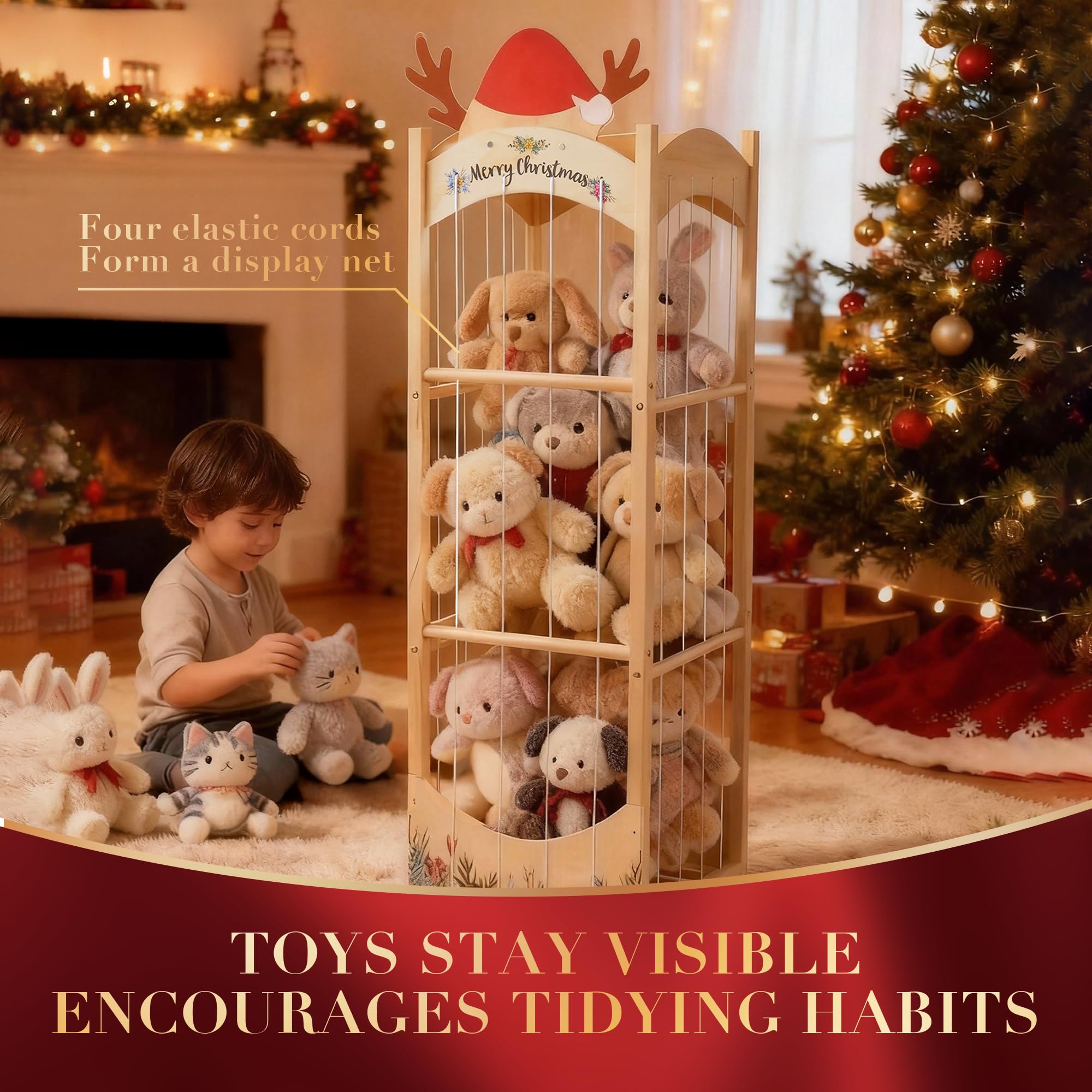 deepredcoast stuffed animal storage solid pine wood ensures durability
