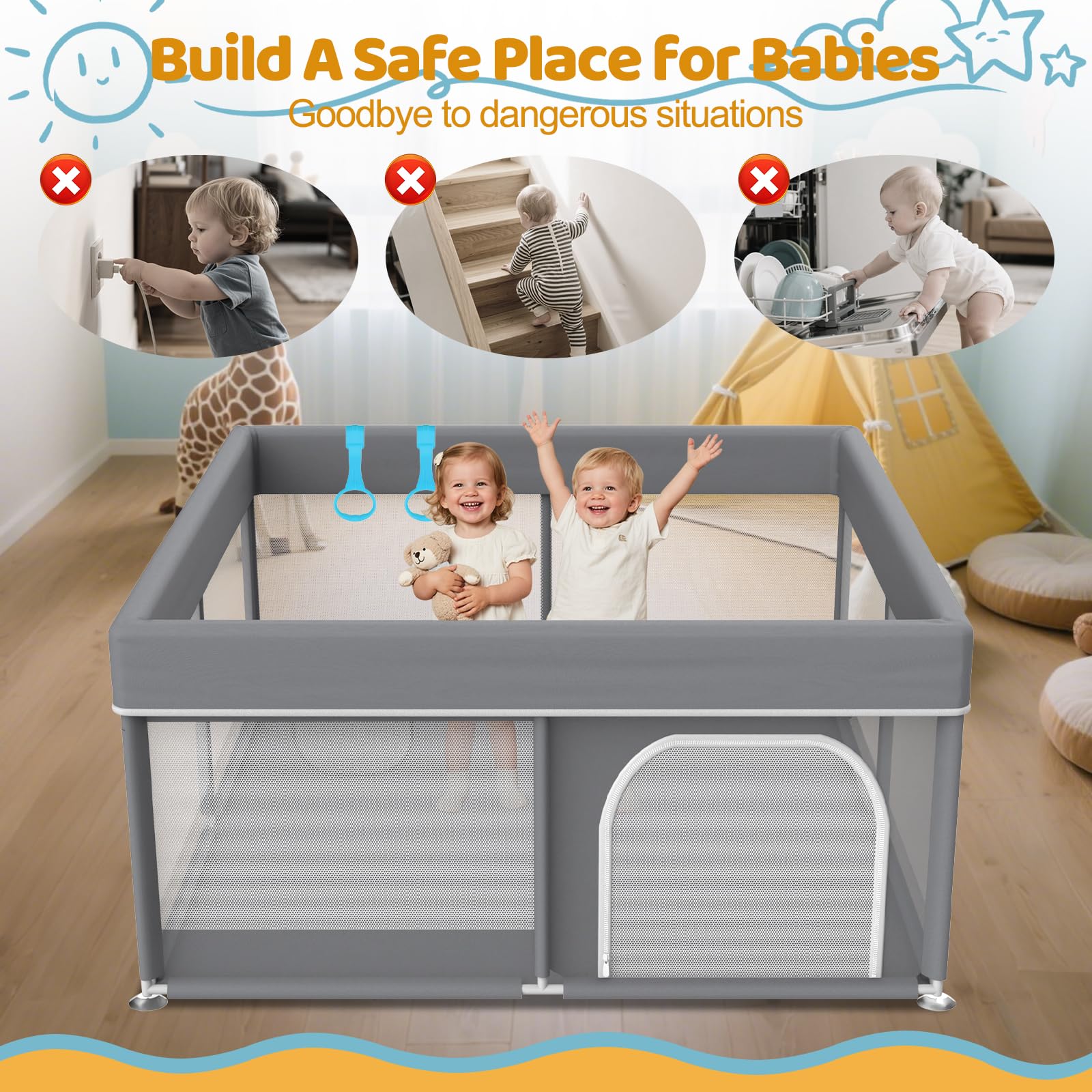 Deeteck playpen 360-degree visibility for continuous caregiver monitoring