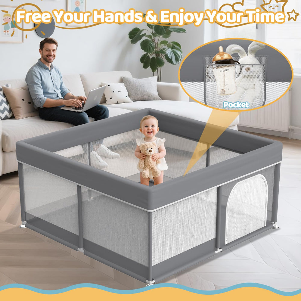 Deeteck playpen pet barrier protects baby during indoor use