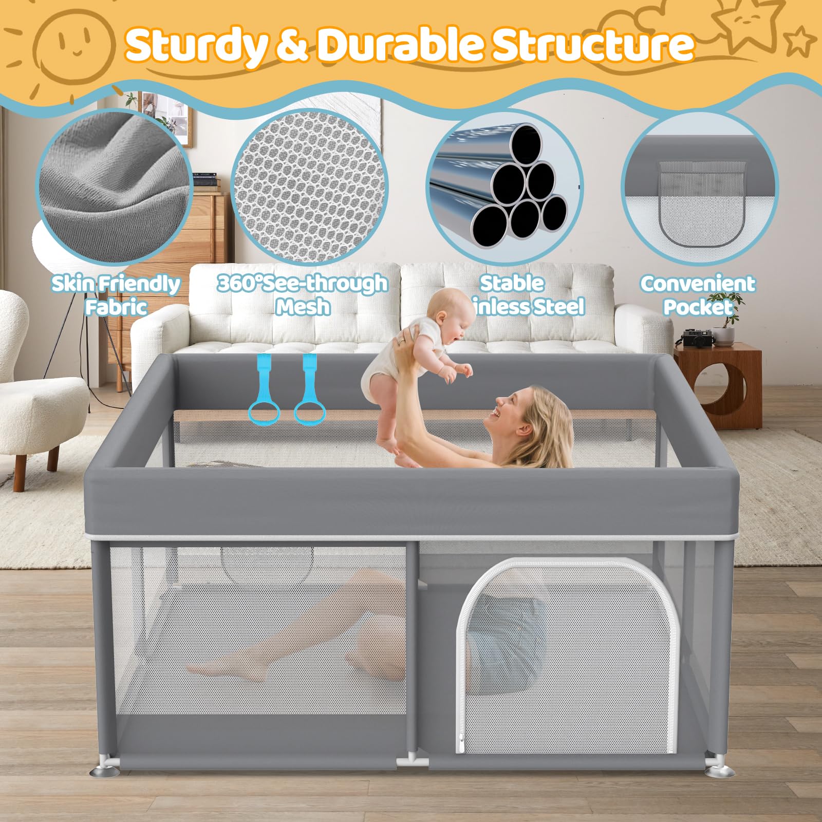 Deeteck playpen spacious interior supports toddler movement and interaction