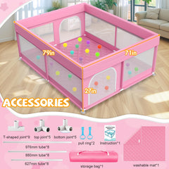 Deeteck playpen shows 360-degree breathable mesh for visibility and ventilation.