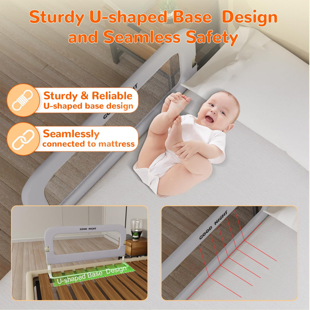 Deeteck bed guard rail breathable mesh keeps baby cool while monitoring movements.