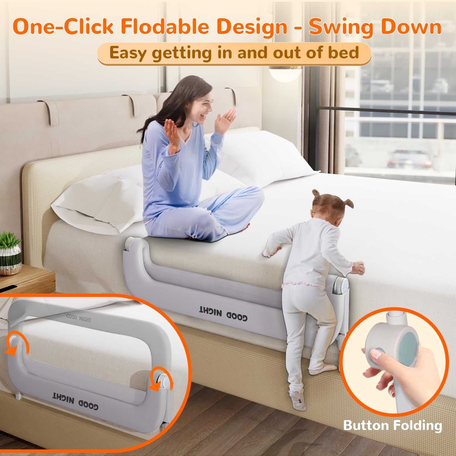 Deeteck guard rail folding design demonstrated for easy one-step collapsibility.
