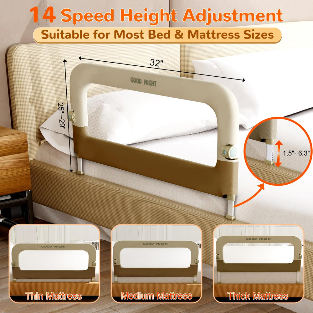 Deeteck bed guard rail folding design enables quick lowering for bed access