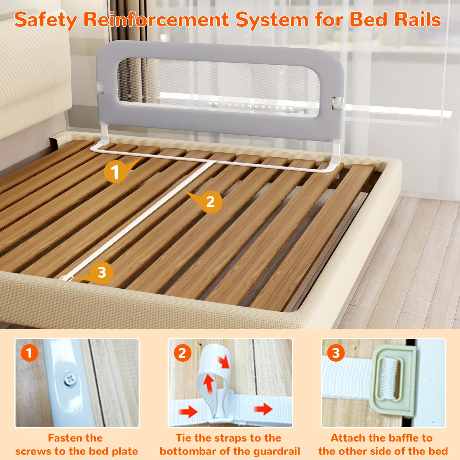 Deeteck bed guard rail removable cover simplifies cleaning and hygienic upkeep.