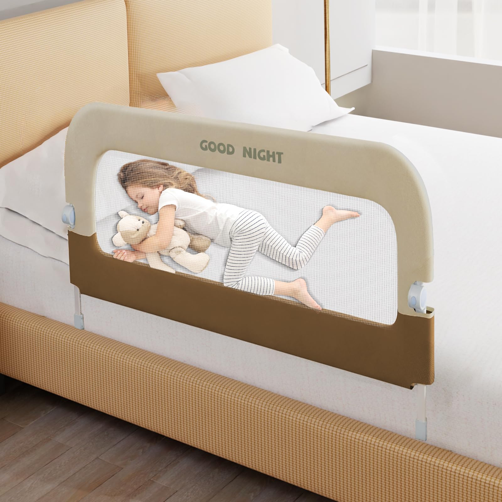 Deeteck bed guard rail with sturdy base delivers stable support for toddler sleep