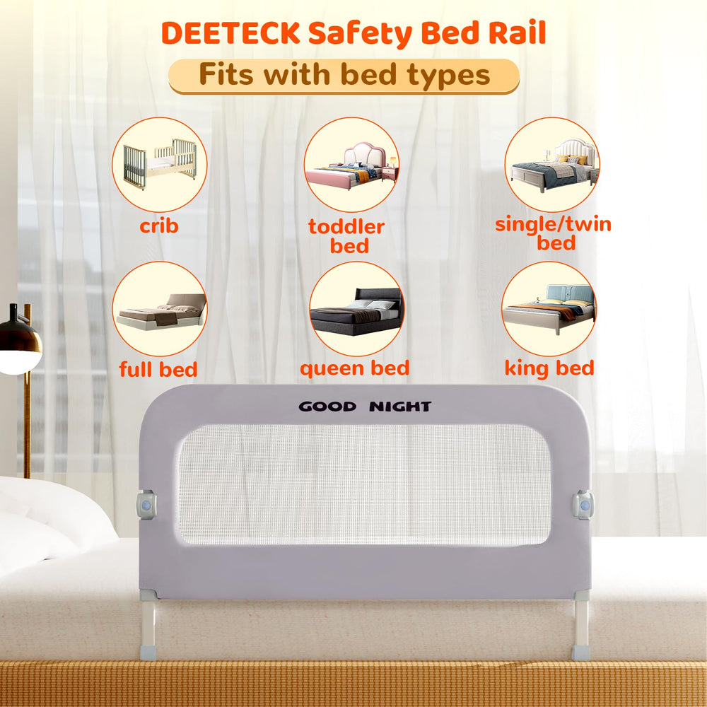 Deeteck bed guard rail tool-free install promises quick setup and hassle-free use.