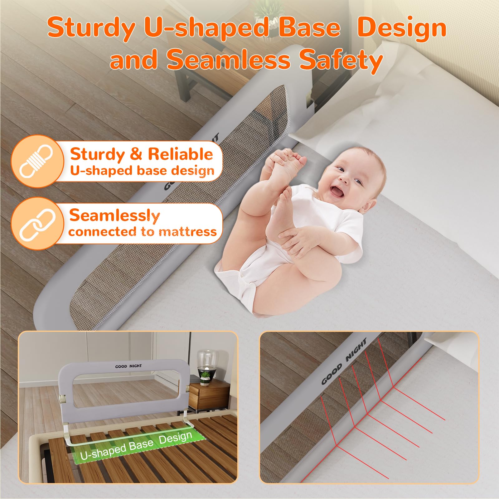 Deeteck U-shaped structure prevents shifting, helping keep the rail securely in place.