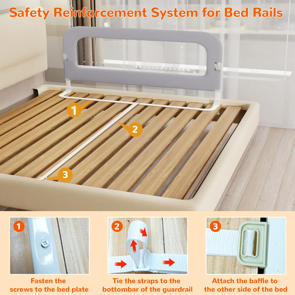 Deeteck universal-fit bed rail adapts to crib, twin, queen, and king beds.