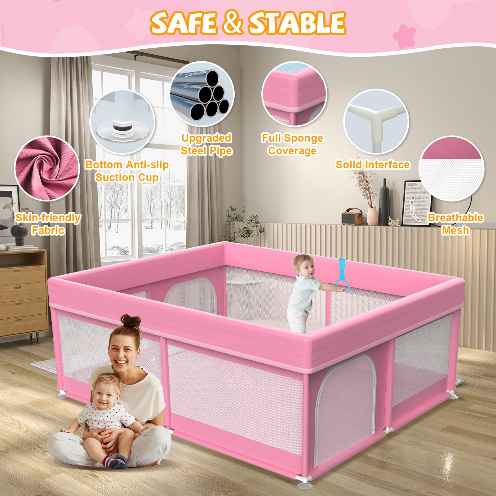 External zippered gate by Deeteck enables effortless parent-child interaction.
