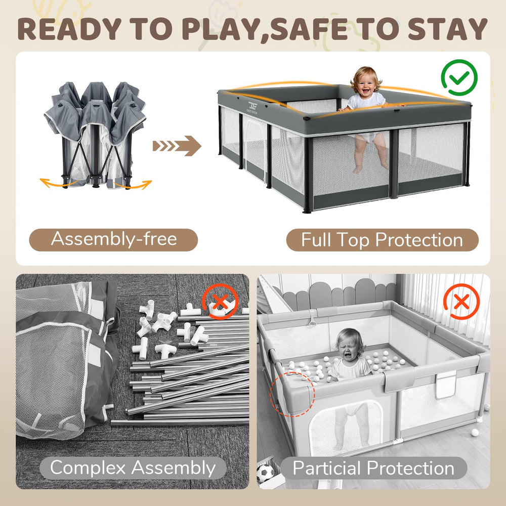 Deeteck foldable baby playpen 360-mesh provides clear visibility and safe supervision.