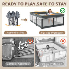 Deeteck foldable baby playpen 360-mesh provides clear visibility and safe supervision.