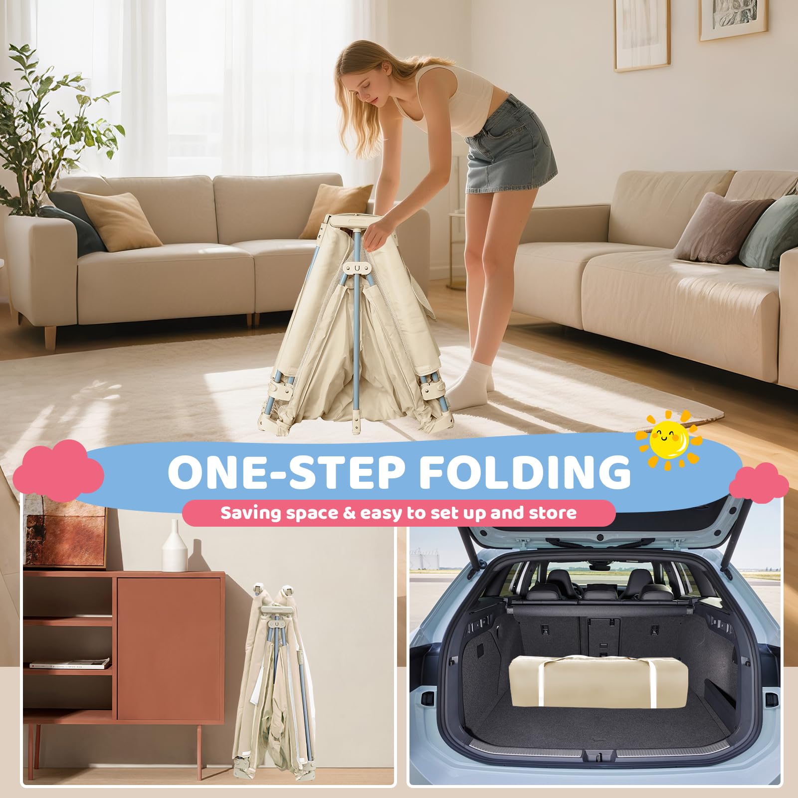 Deeteck foldable playpen with external zipper to help prevent escapes.