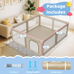 Deeteck foldable playpen edges wrapped in soft fabric for safety.