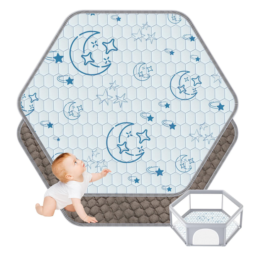 Deeteck hexagon play mat 59x48 inches offers cozy crawling on a soft cotton surface.