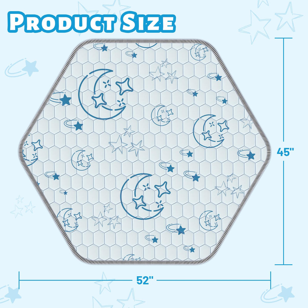 Deeteck hexagon play mat machine-washable for easy cleaning.